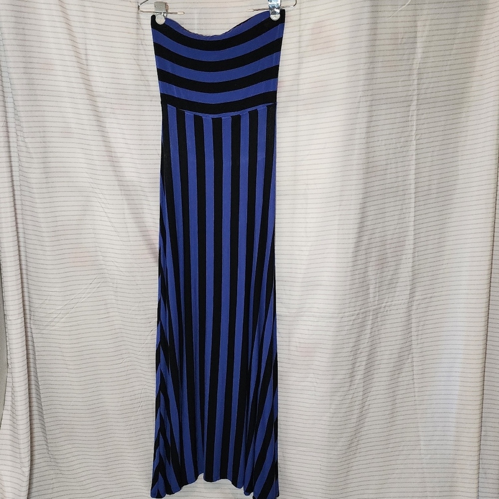 Mossimo Blue and Black Maxi Strapless Dress